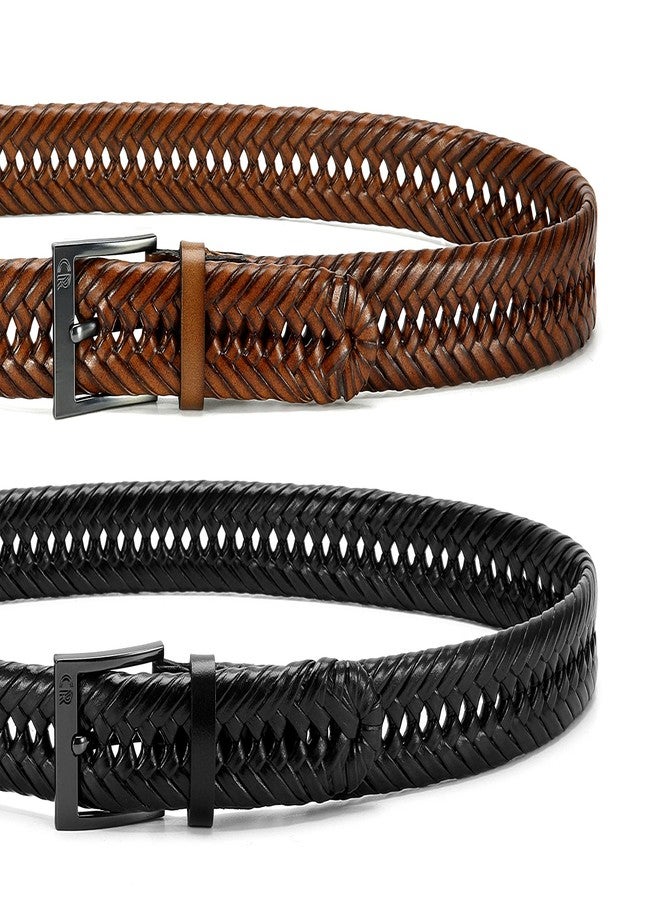 CHAOREN Leather Braided Belts for Men 2 Pack - 1 1/8" Leather Belts in Package Box - Versatile Style Solution - Image 5