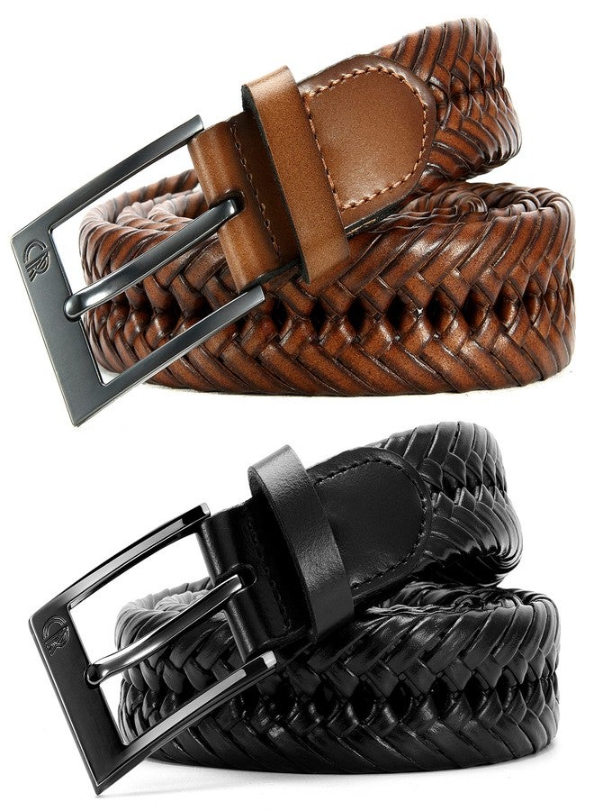 CHAOREN Leather Braided Belts for Men 2 Pack - 1 1/8" Leather Belts in Package Box - Versatile Style Solution - Image 4