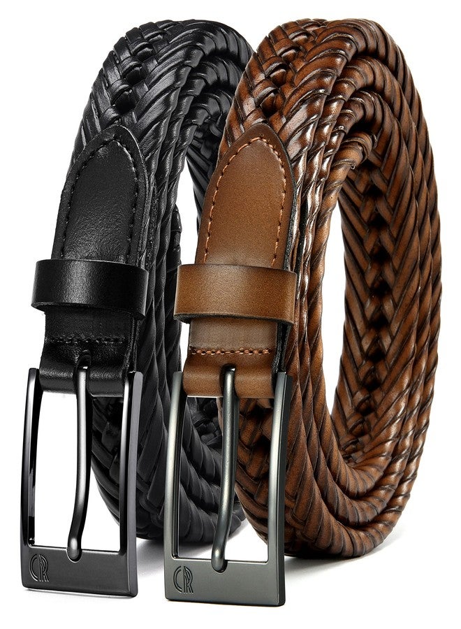 CHAOREN Leather Braided Belts for Men 2 Pack - 1 1/8" Leather Belts in Package Box - Versatile Style Solution - Image 1