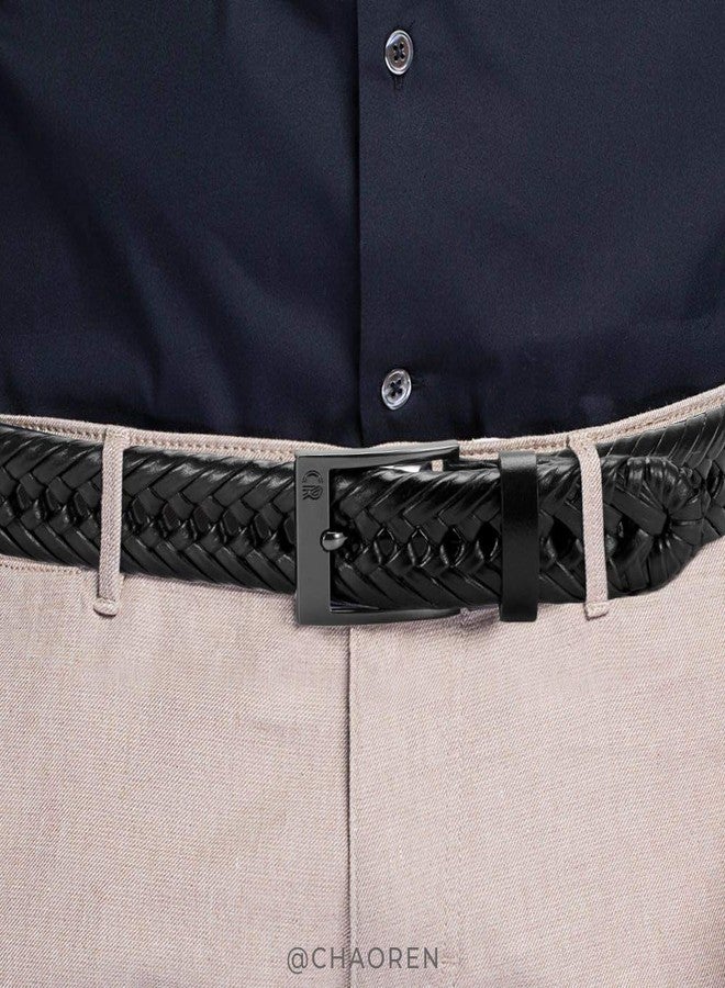 CHAOREN Leather Braided Belts for Men 2 Pack - 1 1/8" Leather Belts in Package Box - Versatile Style Solution - Image 2