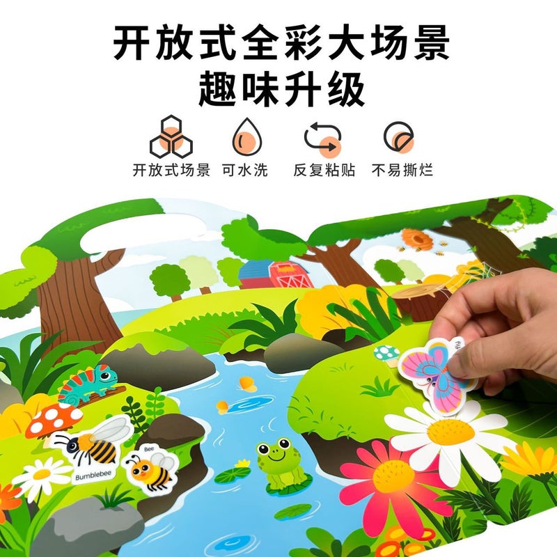 كتاب ملصقات هلامية هادئة تعليم الأطفال التعليم المبكر ألعاب يدوية للأطفال أحجية محمولة ملصقات متكررة - Image 4