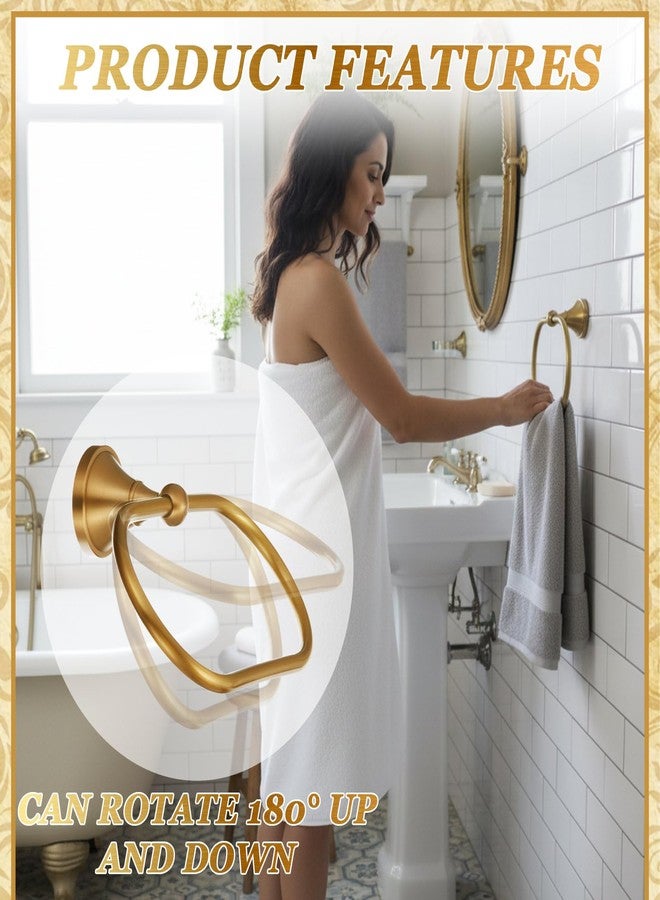 Otoolling 2 Pcs Antique Brass Bathroom Accessories Set, Toilet Paper Holder & Oval Flared Towel Ring Wall Mounted, Vintage Retro Bath Hardware Kit for Rustic Farmhouse Decor(Oval Straight) - Image 4