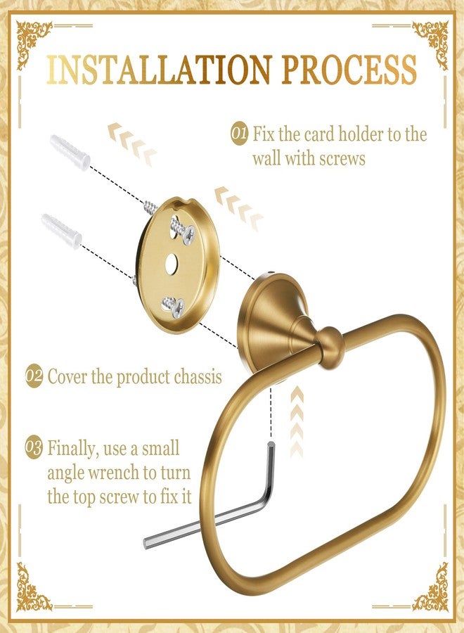 Otoolling 2 Pcs Antique Brass Bathroom Accessories Set, Toilet Paper Holder & Oval Flared Towel Ring Wall Mounted, Vintage Retro Bath Hardware Kit for Rustic Farmhouse Decor(Oval Straight) - Image 3