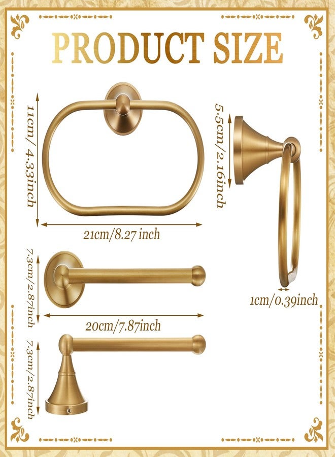 Otoolling 2 Pcs Antique Brass Bathroom Accessories Set, Toilet Paper Holder & Oval Flared Towel Ring Wall Mounted, Vintage Retro Bath Hardware Kit for Rustic Farmhouse Decor(Oval Straight) - Image 2