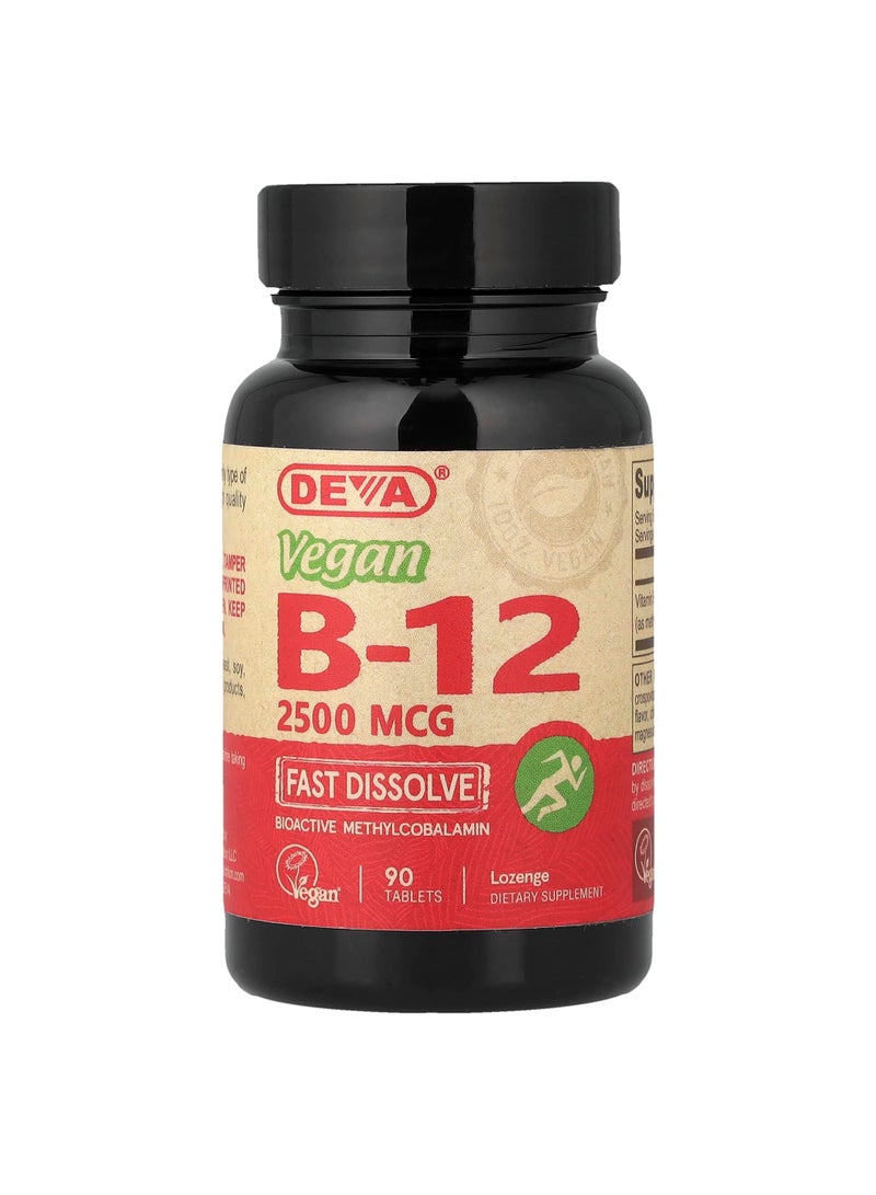 Vegan B-12, Fast-Dissolve, 2,500 mcg, 90 Tablets