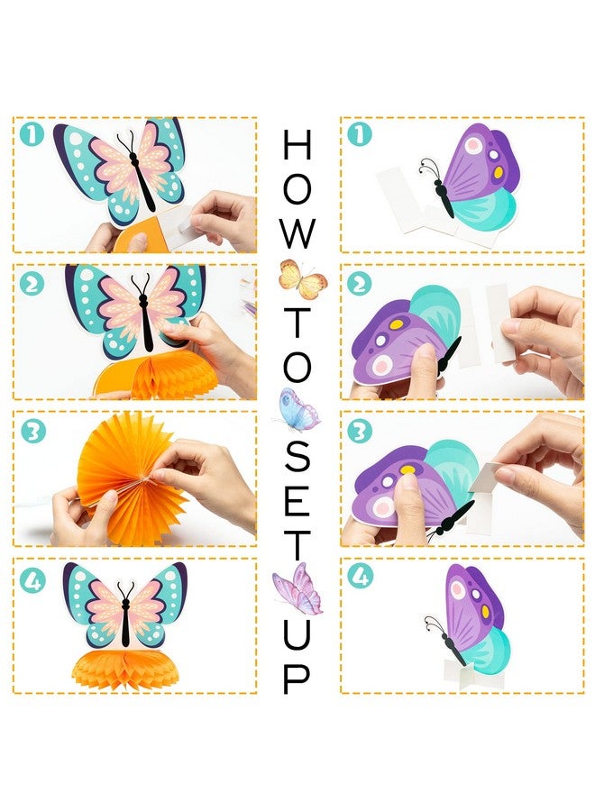 PANTIDE 12Pcs Spring Butterfly Honeycomb Centerpieces Table Toppers 3D Butterfly Table Decorations Springtime Summer Photo Booth Props For Kids Girls Baby Shower Birthday Party Wedding - Image 4