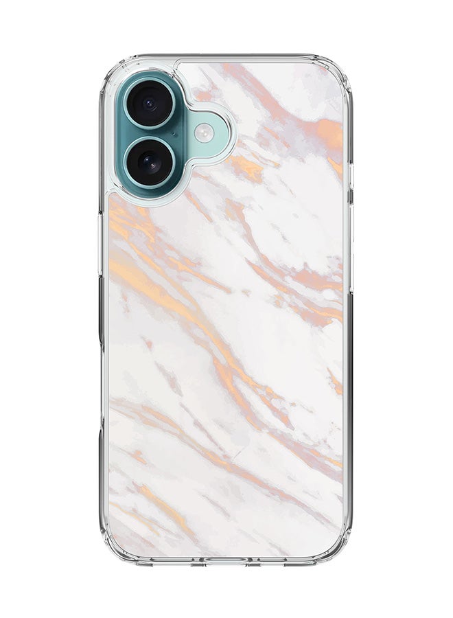 Stylizedd For iPhone 16 Case [Compatible with MagSafe] Slim Magnetic cover Clear Phone Case - Marble Print Gold Grey - Image 1