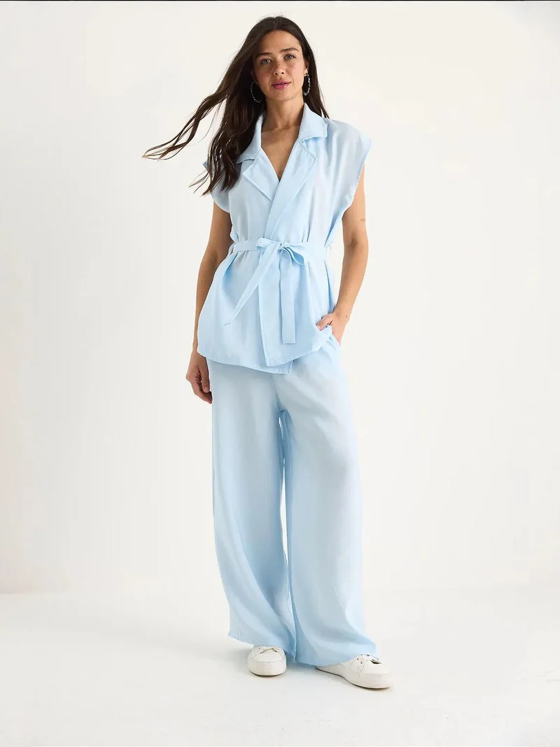 Bianco Lucci LUCCI Vest and Wide Leg Pants Set