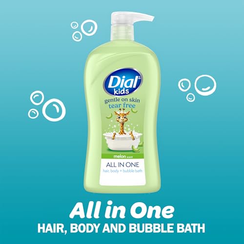 Dial Kids All-in-1 Body Wash + Hair + Bubble Bath, Melon Scent, 32 Fl Oz, Hypoallergenic Body Wash & Shampoo, No Tears Formula for Kids 2+ Years, No Parabens & Silicones - Image 3