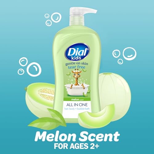 Dial Kids All-in-1 Body Wash + Hair + Bubble Bath, Melon Scent, 32 Fl Oz, Hypoallergenic Body Wash & Shampoo, No Tears Formula for Kids 2+ Years, No Parabens & Silicones - Image 4