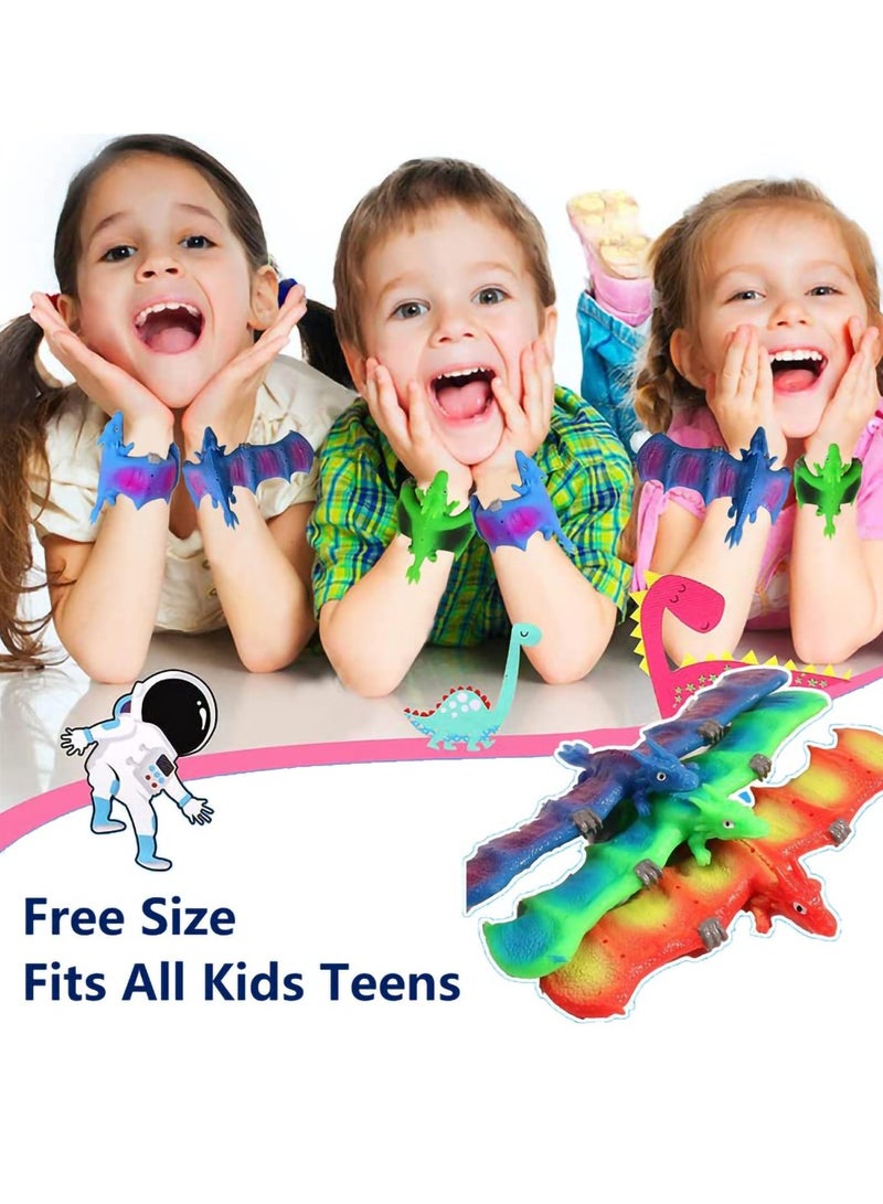 كاست ويف 3 Pack Slap Bracelets for Kids, Dinosaur Slap Bracelets Decompression Toys Kids Birthday Party Favors Animal Bracelets Classroom Prize for Students - Image 2