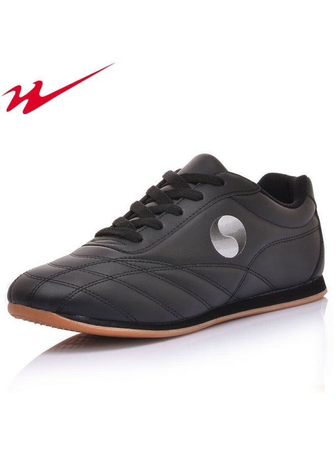 Double Star Eight Double Star Eight Special Tai Chi Taekwondo Practice Cowhide Thick-soled Middle-aged And Elderly Men And Women Square Martial Arts Soft Leather Sports Competition Training Shoes  - Image 1