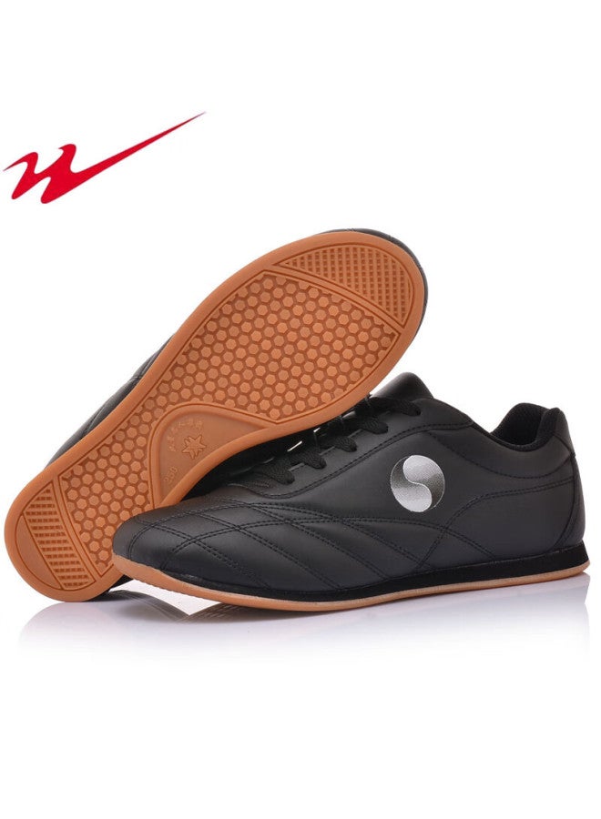Double Star Eight Double Star Eight Special Tai Chi Taekwondo Practice Cowhide Thick-soled Middle-aged And Elderly Men And Women Square Martial Arts Soft Leather Sports Competition Training Shoes  - Image 2