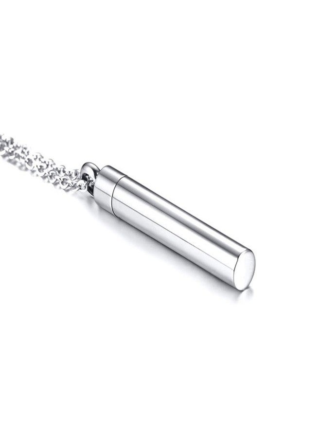 Dtja Pawprint Urn Stainless Steel Pendant Necklace for Women Girls Men Polished Cylinder Charm Chain 20 inches Ashes Cremation Keepsake Memorial Jewelry for Dog Cat Pet Lover - Image 4