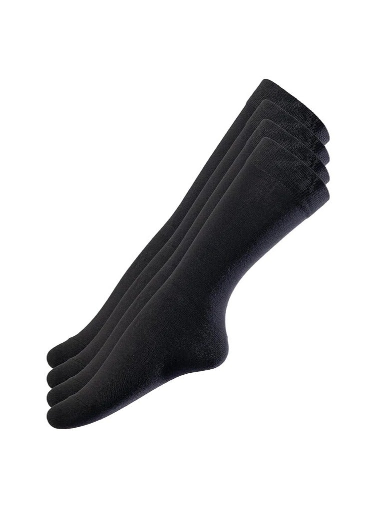 DUNISO 2 Pairs Of Men's Business Socks, Mid Length Socks, High Quality Cotton Black Round Neck Socks, Anti Odor Solid Color Breathable Long Socks - Image 1