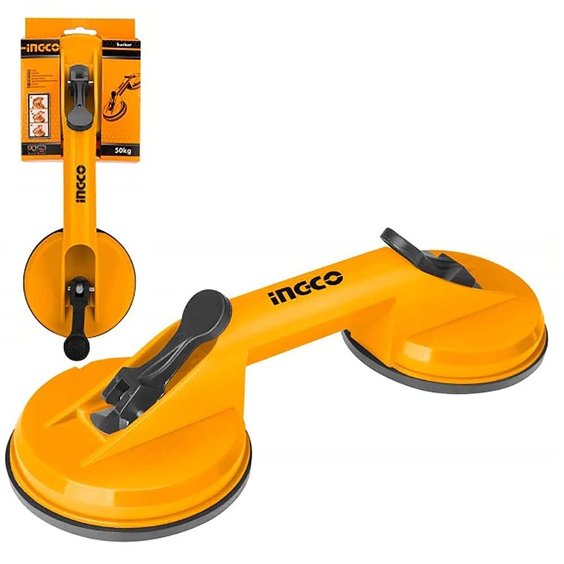 INGCO Ingco Glass Suction Cup Lifter Two Head Sucker Carrying Handle Puller, Capacity 50 KG  - Image 1