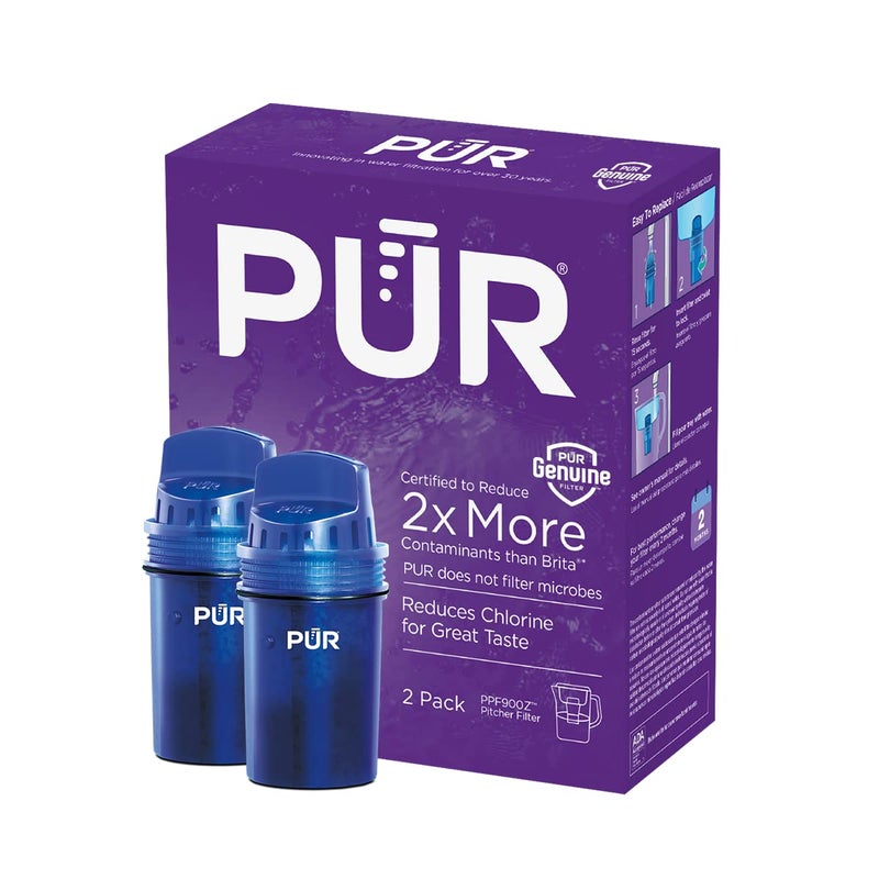 Pur Water Pitcher & Dispenser Replacement Filter 2-Pack Genuine Pur Filter 2-In-1 Powerful Filtration And Faster Filtration 4-Month Value Blue (Ppf900Z2) - Image 1