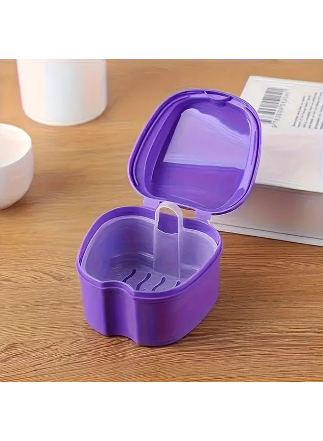 White Portable Denture Cleaning Case with Filter Bag Travel Friendly Compact Design - Image 3