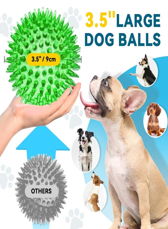 SHARLOVY 3.5” Large Dog Toys Ball, 6 Pack Squeaky Dog Toys, Durable Dog Toys for Aggressive Chewers, Spiky Dog Ball for Clean Teeth and Training, Fetch Toys for Large Dogs, Puppy Chew Toys for Teething - Image 2