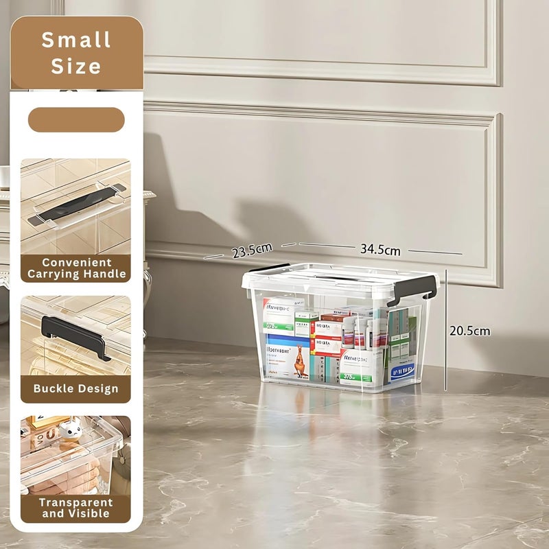 HOOPVOOL صندوق تخزين بلاستيكي شفاف، مع غطاء قفل ومقابض، حاوية تخزين مع مشابك ثقيلة لتنظيم الصندوق للمنزل والمطبخ والمكتب والمرآب. (عبوة من 1، صغيرة) - Image 2