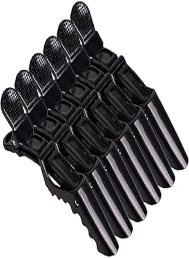 Wendergo 6 Peices Crocodile Hair Sectioning Clips Hairdressing Clips Professional Styling Hair Barrette Plastic Hair Clips for Women and Girls Salon Home Use (Black) 