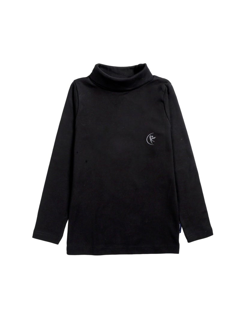 KiddoPanti Boys & Girls Turtle Neck Full Sleeve Tee, Black, 6-8Y - Image 1