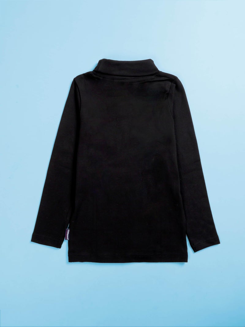 KiddoPanti Boys & Girls Turtle Neck Full Sleeve Tee, Black, 6-8Y - Image 4