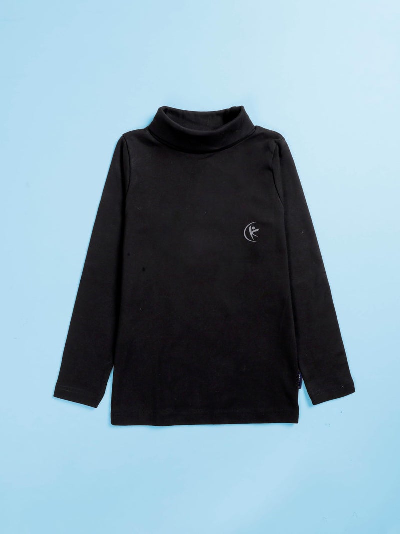 KiddoPanti Boys & Girls Turtle Neck Full Sleeve Tee, Black, 6-8Y - Image 3