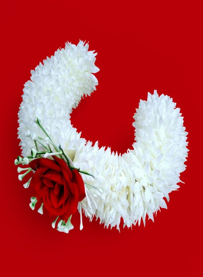 BengCraft Artificial Jasmine Flower Gajra Hair Accessories for Girls, White Bridal Wedding Floral Bun Juda Long Hair Decoration Rose Pin Clip for Women - Image 4