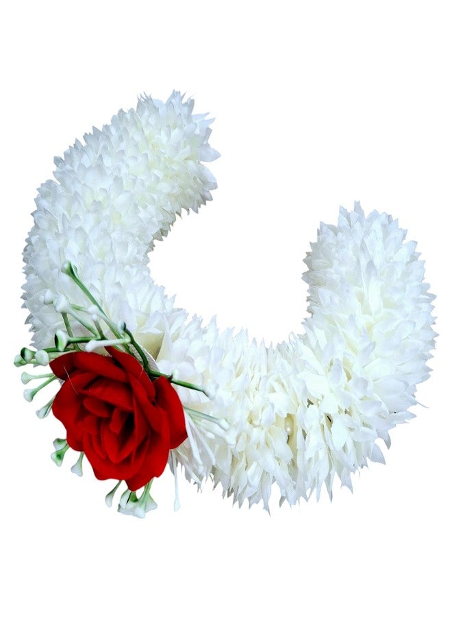 BengCraft Artificial Jasmine Flower Gajra Hair Accessories for Girls, White Bridal Wedding Floral Bun Juda Long Hair Decoration Rose Pin Clip for Women - Image 1