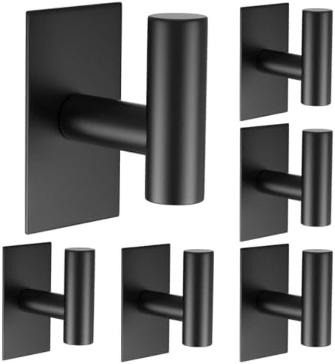 VAEHOLD Wall Towel Hooks, Heavy Duty Sticky Holder Waterproof Towel Hooks for Hanging Coat, Clothes, Closet Hook Wall Mount for Kitchen (Silver, 4 Pack) - Image 1