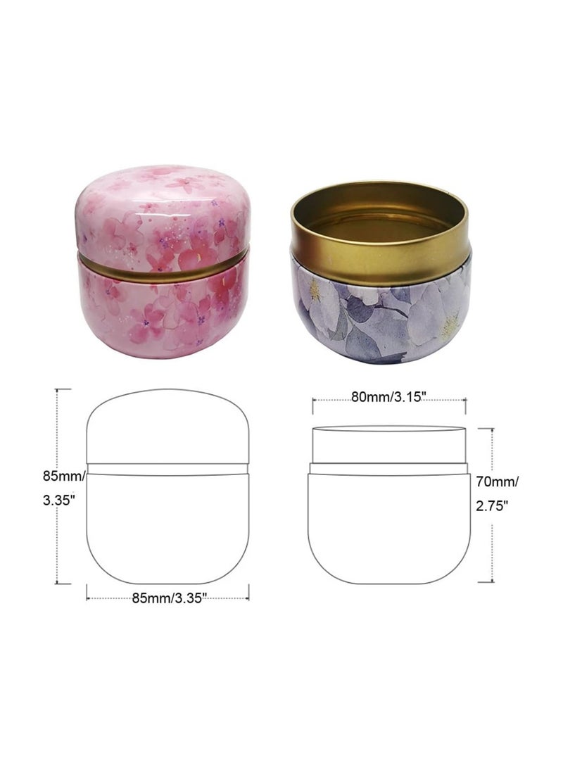 SOLARAE 4 Pack Empty Tin Can Candle Containers Tin Box with Lid Sealed Jar Scented Tea Tins Metal Coffee Candy Cans Gift Storage Jewelry Boxes Ink Printing Pattern Round Can - Image 5