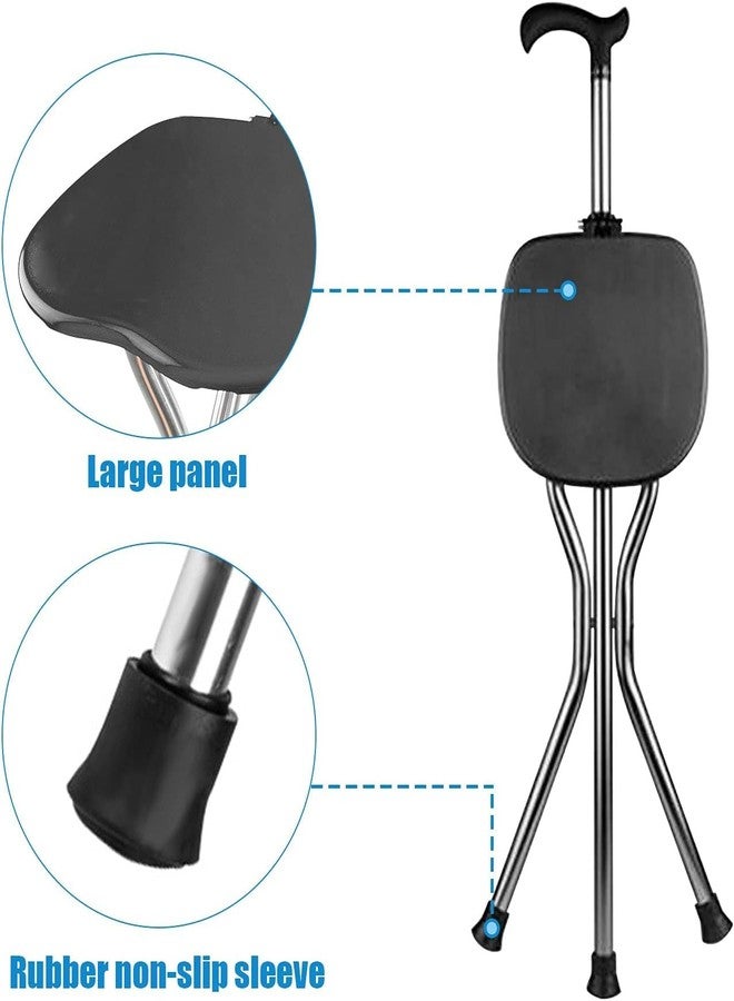 Ndola Folding Canes with Seat, Walking Cane, Adjustable Height, Seat Capacity, Frosted Handle with Magnetic Therapy Stone, Massage Crutches, Stool - Image 3
