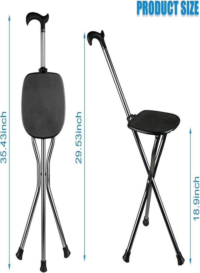 Ndola Folding Canes with Seat, Walking Cane, Adjustable Height, Seat Capacity, Frosted Handle with Magnetic Therapy Stone, Massage Crutches, Stool - Image 2