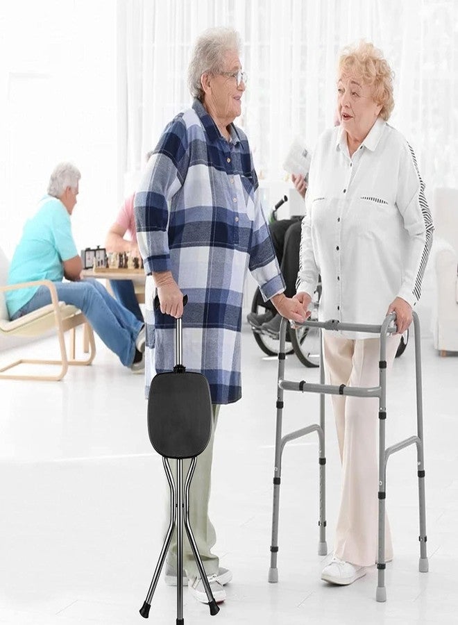 Ndola Folding Canes with Seat, Walking Cane, Adjustable Height, Seat Capacity, Frosted Handle with Magnetic Therapy Stone, Massage Crutches, Stool - Image 4