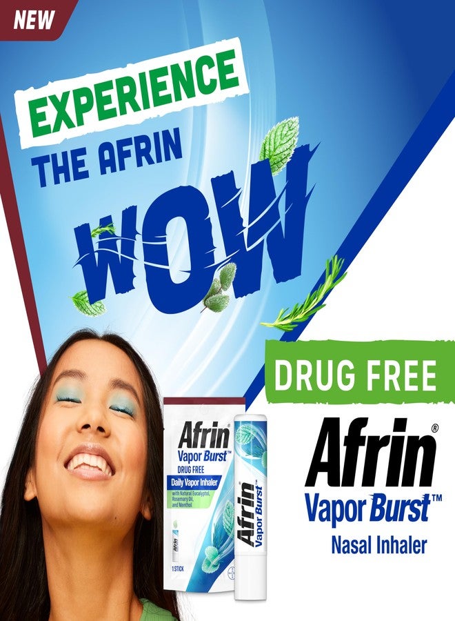 Afrin New Vapor Burst, On-The-Go Daily Inhaler, 100% Drug Free, Infused with Natural Eucalyptol, Rosemary Oil, and Menthol 0.8 mL - Image 2