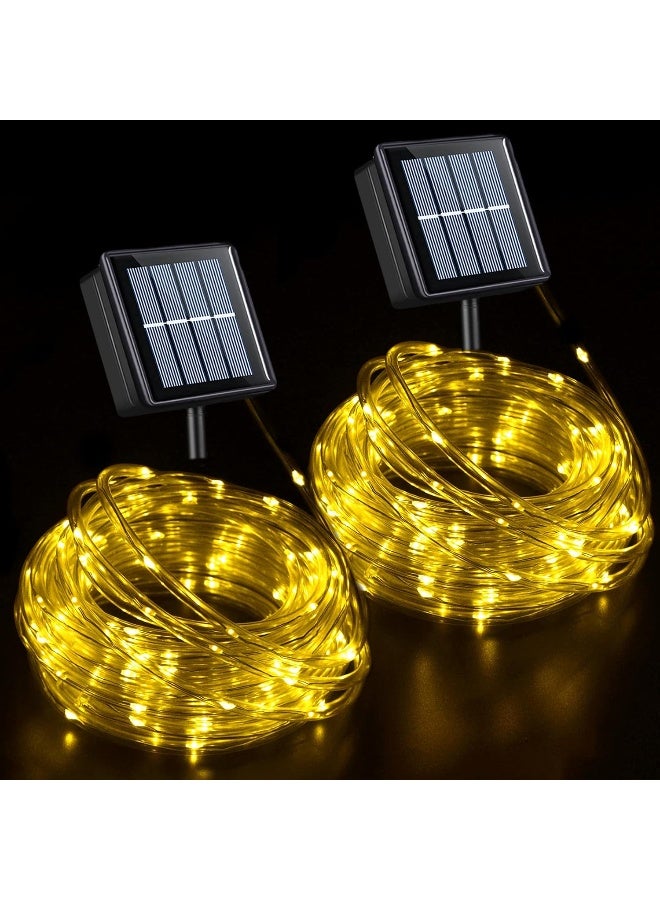Qitong QITONG Solar Rope Lights Outdoor Waterproof, 2 Pack 33ft 100 LED Solar Rope String Lights Warm White, PVC Tube Fairy Lights for Garden Yard Fence Party Walkway Path  - Image 1