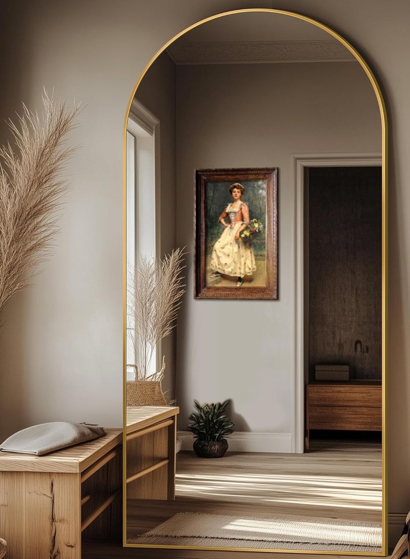 Taimi Extra large mirror with elegant design 180x80cm - full length mirror with Gold metal frame and back stand - its wonderful design is suitable for living rooms, dressing rooms and bedrooms - Image 4