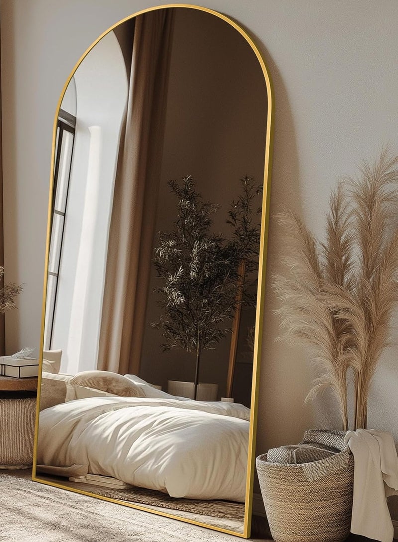 Taimi Extra large mirror with elegant design 180x80cm - full length mirror with Gold metal frame and back stand - its wonderful design is suitable for living rooms, dressing rooms and bedrooms - Image 2