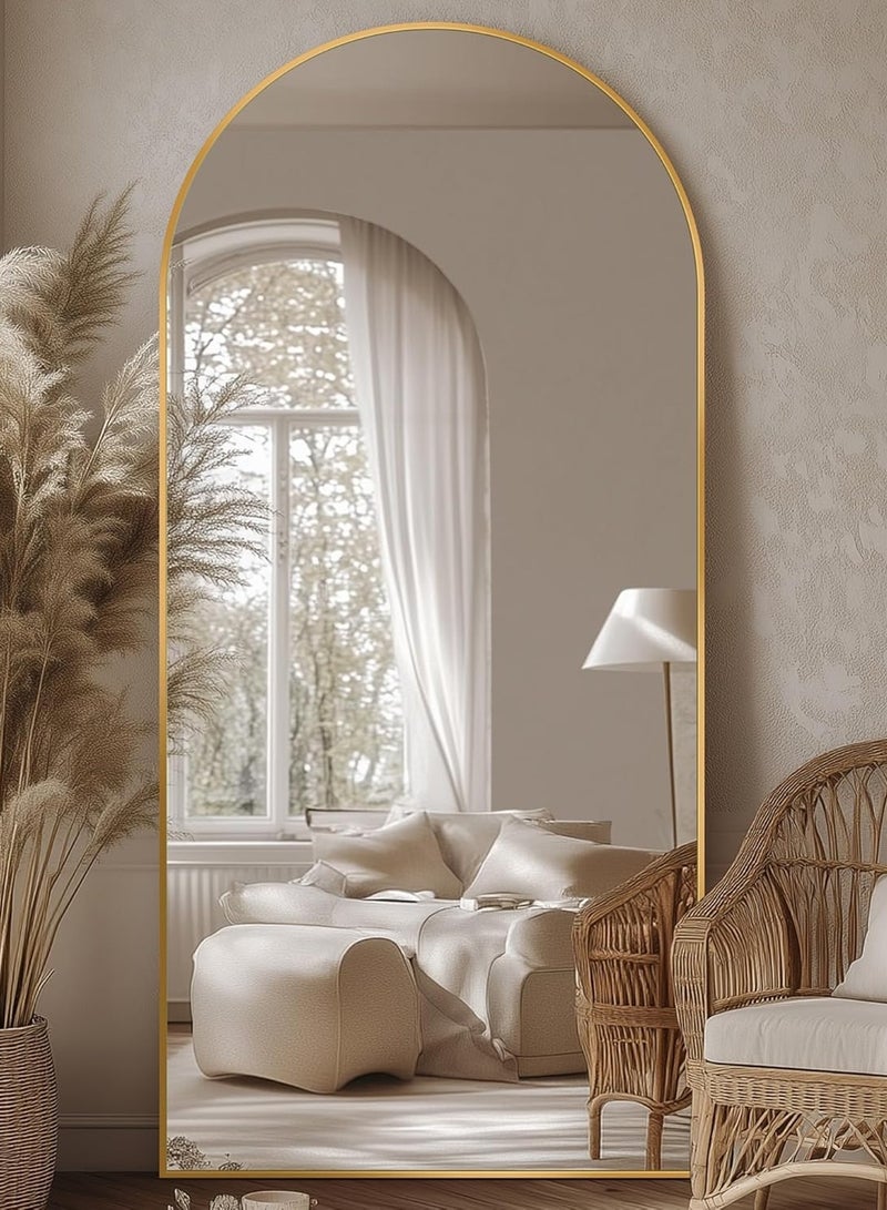 Taimi Extra large mirror with elegant design 180x80cm - full length mirror with Gold metal frame and back stand - its wonderful design is suitable for living rooms, dressing rooms and bedrooms - Image 1