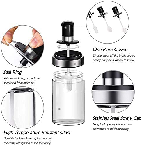 Mishrit Glass Food Storage Jar Honey Storage Bottle with Dipper 250ml Multi ColorPack of 1 - Image 4