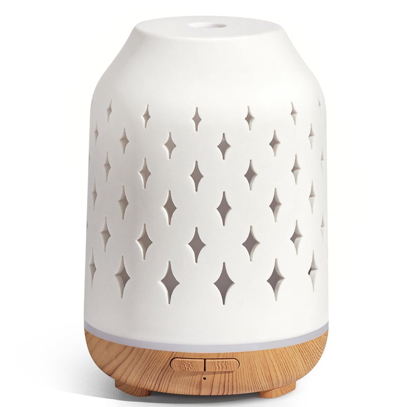 InnoGear Aromatherapy Diffuser, 150ml Ceramic Diffuser Ultrasonic Humidifier Cool Mist Essential Oil Diffusers for Home Air Diffuser with 2 Mist Modes Waterless Auto Off, White - Image 1