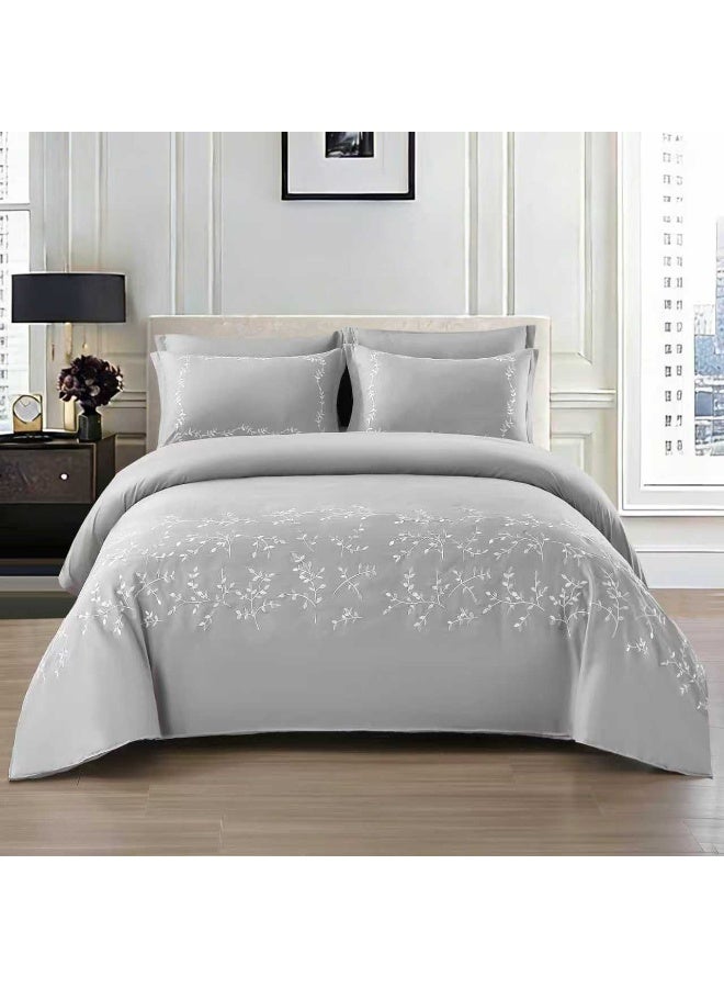 Luxury 6-Piece Embroidered Comforter Set – King Size Bedding Set with Fitted Sheet & Pillowcases | 220x240cm