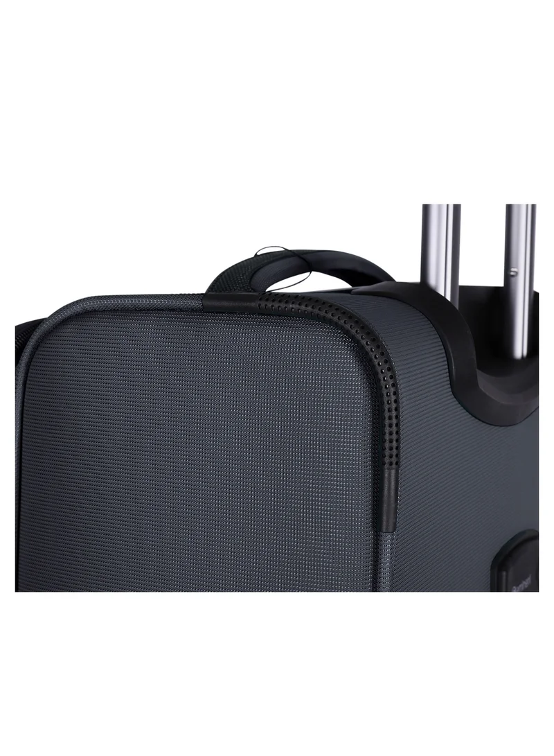 eminent Unisex Soft Travel Bag Cabin Luggage Trolley Polyester Lightweight Expandable 4 Double Spinner Wheeled Suitcase with 3 Digit TSA lock E788 Black