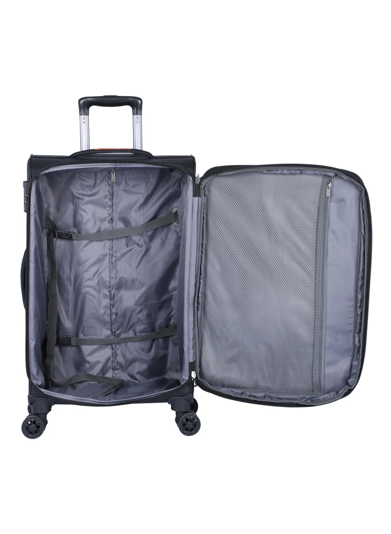 eminent Unisex Soft Travel Bag Cabin Luggage Trolley Polyester Lightweight Expandable 4 Double Spinner Wheeled Suitcase with 3 Digit TSA lock E788 Black