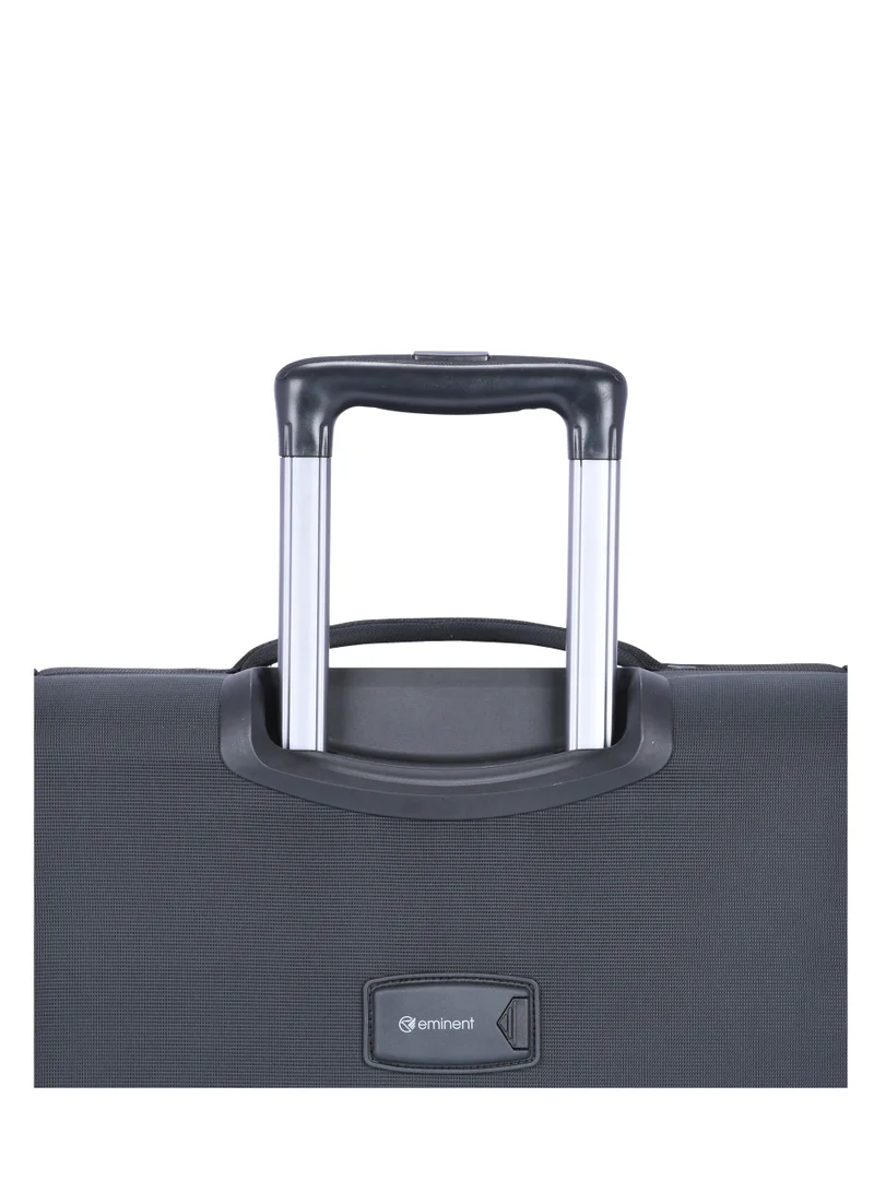 eminent Unisex Soft Travel Bag Cabin Luggage Trolley Polyester Lightweight Expandable 4 Double Spinner Wheeled Suitcase with 3 Digit TSA lock E788 Black