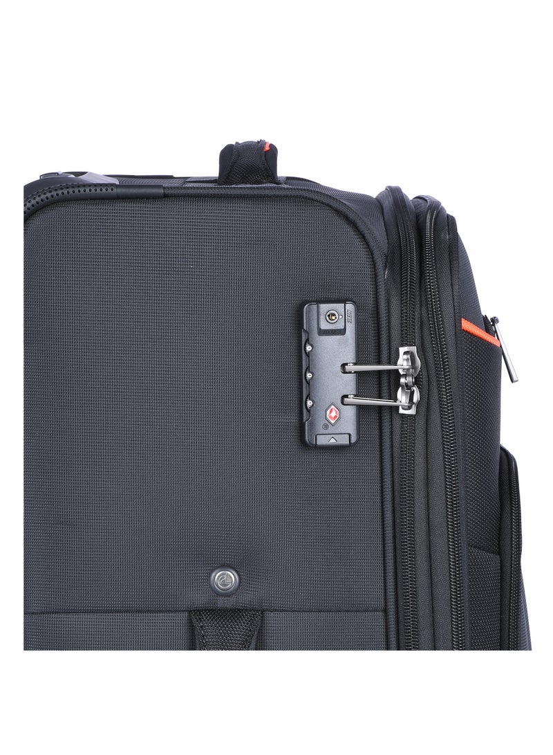 إيمينينت حقيبة سفر ناعمة للجنسين بعجلات دوارة مزدوجة وقفل  رقمي أسود - Image 5