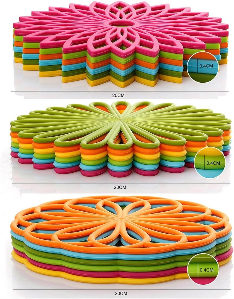 ME.FAN MEFAN Silicone Trivet Mat  Kitchen Hot Pads for Pots  Dish  Insulated Teapot Trivet  Flexible Durable NonSlip Large Coasters 3 Set Yellow - Image 4