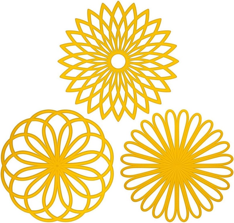 ME.FAN MEFAN Silicone Trivet Mat  Kitchen Hot Pads for Pots  Dish  Insulated Teapot Trivet  Flexible Durable NonSlip Large Coasters 3 Set Yellow - Image 1