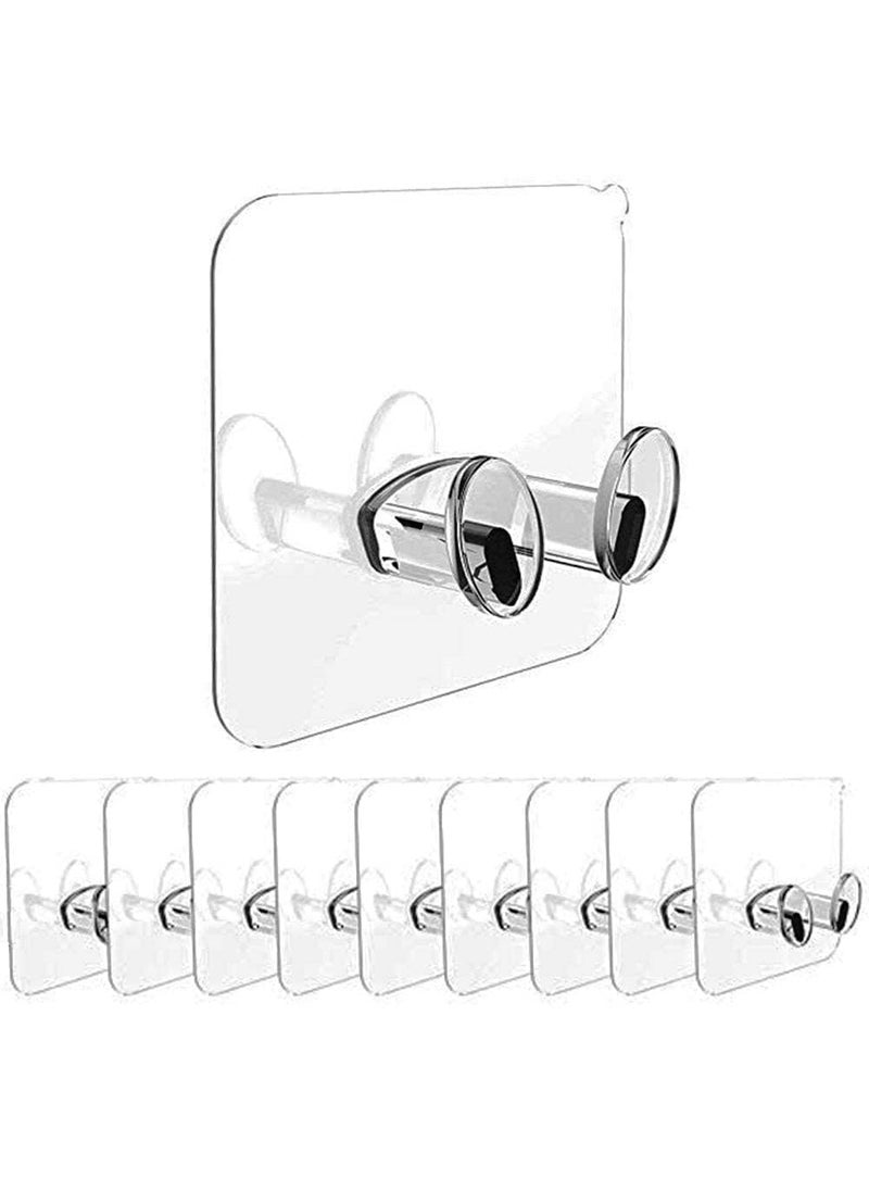 BRIGHTZONE BRIGHTZONE MultiPurpose Transparent Adhesive Hooks Drill Free Removable Waterproof and Oil Proof Wall Hook Power Storage Hook Socket Rack Free Punching Stickers Plug Hook Pack of 10  - Image 1